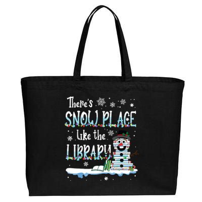 Librarian Theres Snow Place Like The Library Christmas Snow Cotton Canvas Jumbo Tote