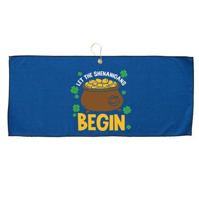 Let The Shenanigans Begin Funny St Patricks Day Large Microfiber Waffle Golf Towel