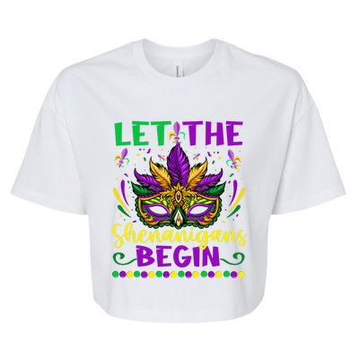 Let The Shenanigans Begin Funny Mardi Gras Bella+Canvas Jersey Crop Tee