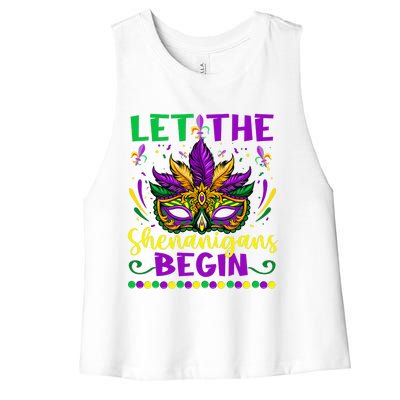 Let The Shenanigans Begin Funny Mardi Gras Women's Racerback Cropped Tank