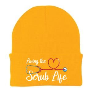 Living The Scrub Life Stethoscope Nursing Nursery Nurse Cool Gift Knit Cap Winter Beanie