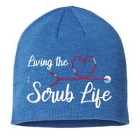 Living The Scrub Life Stethoscope Nursing Nursery Nurse Cool Gift Sustainable Beanie