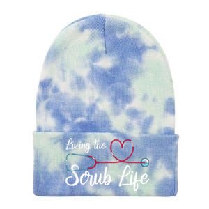 Living The Scrub Life Stethoscope Nursing Nursery Nurse Cool Gift Tie Dye 12in Knit Beanie