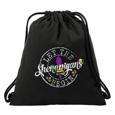 Let The Shenanigans Begin Mardi Gras Drawstring Bag