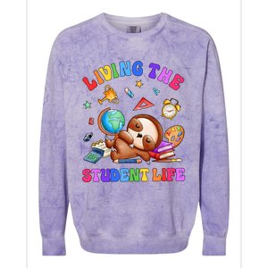 Living The Student Life Cute Sloth Colorblast Crewneck Sweatshirt