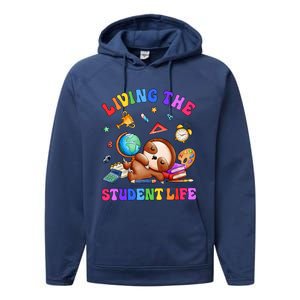 Living The Student Life Cute Sloth Performance Fleece Hoodie