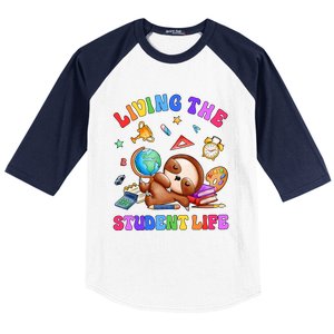 Living The Student Life Cute Sloth Baseball Sleeve Shirt