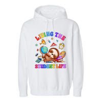 Living The Student Life Cute Sloth Garment-Dyed Fleece Hoodie