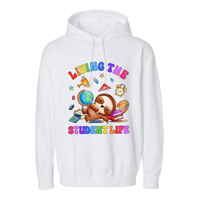 Living The Student Life Cute Sloth Garment-Dyed Fleece Hoodie