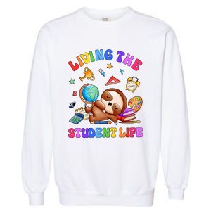 Living The Student Life Cute Sloth Garment-Dyed Sweatshirt