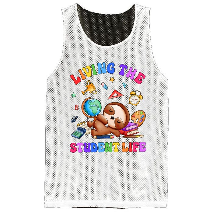 Living The Student Life Cute Sloth Mesh Reversible Basketball Jersey Tank