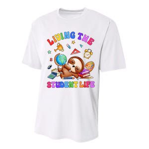 Living The Student Life Cute Sloth Performance Sprint T-Shirt