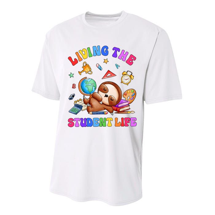 Living The Student Life Cute Sloth Performance Sprint T-Shirt