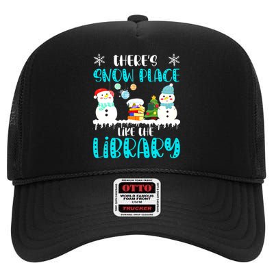 Librarian There's Snow Place Like The Library Christmas Snow High Crown Mesh Back Trucker Hat