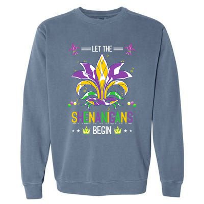 Let The Shenanigans Begin Masquerade Costume Gift Mardi Gras Cool Gift Garment-Dyed Sweatshirt