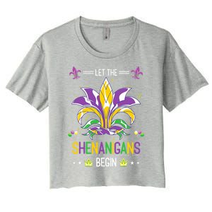 Let The Shenanigans Begin Masquerade Costume Gift Mardi Gras Cool Gift Women's Crop Top Tee