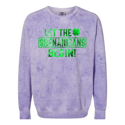 Let The Shenanigans Begin St Patricks Day Tie Dye Style Colorblast Crewneck Sweatshirt