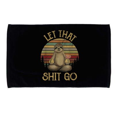 Let That Shit Go Gift Funny Sloth Yoga Vintage Gift Microfiber Hand Towel