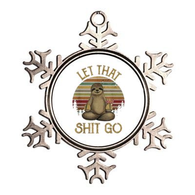 Let That Shit Go Gift Funny Sloth Yoga Vintage Gift Metallic Star Ornament