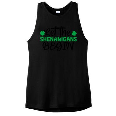 Let The Shenanigans Begin St Patricks Day Ladies PosiCharge Tri-Blend Wicking Tank