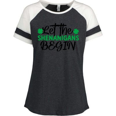 Let The Shenanigans Begin St Patricks Day Enza Ladies Jersey Colorblock Tee