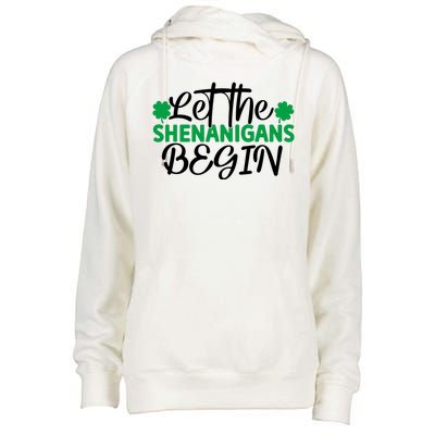 Let The Shenanigans Begin St Patricks Day Womens Funnel Neck Pullover Hood