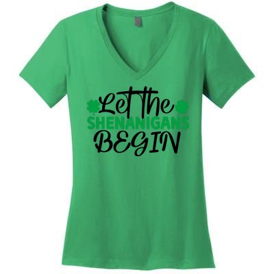 Let The Shenanigans Begin St Patricks Day Women's V-Neck T-Shirt