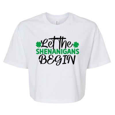 Let The Shenanigans Begin St Patricks Day Bella+Canvas Jersey Crop Tee