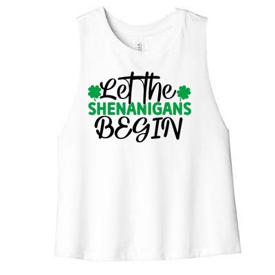 Let The Shenanigans Begin St Patricks Day Women's Racerback Cropped Tank