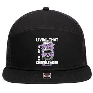 Livin That Senior Cheerleader Mom Life Skeleton Cheerlead Funny Gift 7 Panel Mesh Trucker Snapback Hat