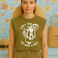 Life's Too Short To Give A Shit Garment-Dyed Women's Muscle Tee