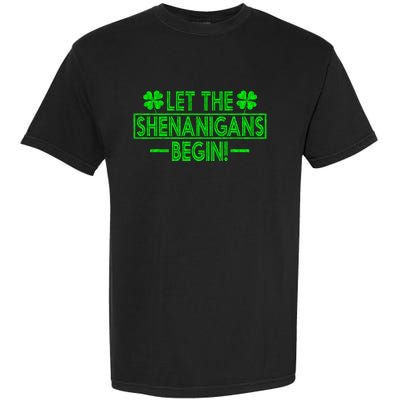 Let The Shenanigans Begin retro Clovers St Patrick's Day Garment-Dyed Heavyweight T-Shirt