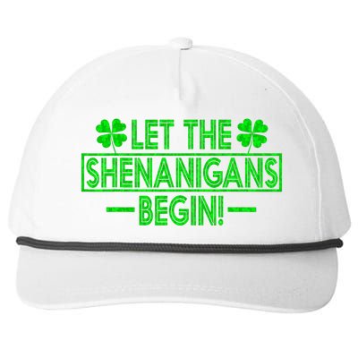 Let The Shenanigans Begin retro Clovers St Patrick's Day Snapback Five-Panel Rope Hat