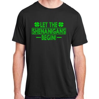 Let The Shenanigans Begin retro Clovers St Patrick's Day Adult ChromaSoft Performance T-Shirt