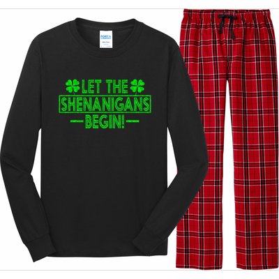 Let The Shenanigans Begin retro Clovers St Patrick's Day Long Sleeve Pajama Set