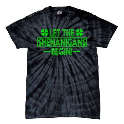 Let The Shenanigans Begin retro Clovers St Patrick's Day Tie-Dye T-Shirt