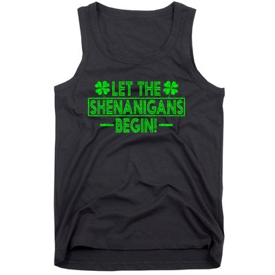 Let The Shenanigans Begin retro Clovers St Patrick's Day Tank Top