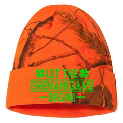 Let The Shenanigans Begin retro Clovers St Patrick's Day Kati Licensed 12" Camo Beanie