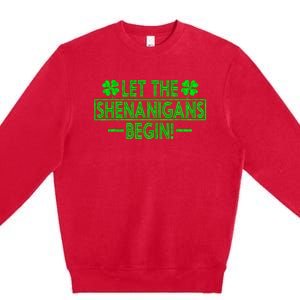 Let The Shenanigans Begin retro Clovers St Patrick's Day Premium Crewneck Sweatshirt