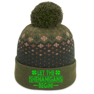 Let The Shenanigans Begin retro Clovers St Patrick's Day The Baniff Cuffed Pom Beanie