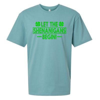 Let The Shenanigans Begin retro Clovers St Patrick's Day Sueded Cloud Jersey T-Shirt