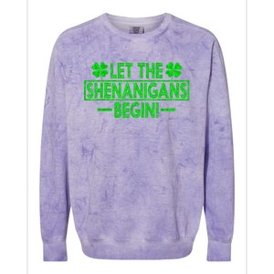 Let The Shenanigans Begin Happy St Patricks Day Shamrock Colorblast Crewneck Sweatshirt