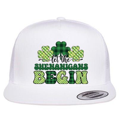 Let The Shenanigans Begin Plaid St Pattricks Day Flat Bill Trucker Hat