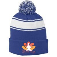 Let That Shit Go Funny Yoga Meditation Mindful Af Meme Funny Gift Stripe Pom Pom Beanie