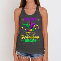 Let The Shenanigans Begin Mardi Gras Women's Knotted Racerback Tank