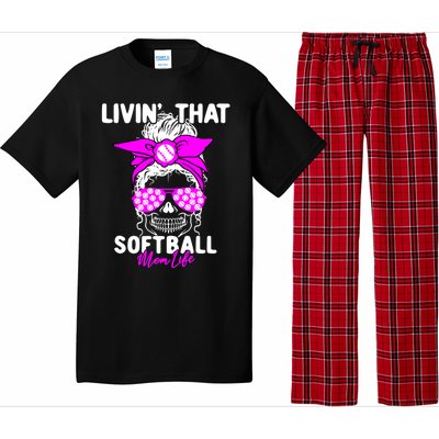 Livin That Softball Life Momlife Skull Cool Mom Sports Fan Gift Pajama Set