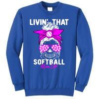 Livin That Softball Life Momlife Skull Cool Mom Sports Fan Gift Sweatshirt