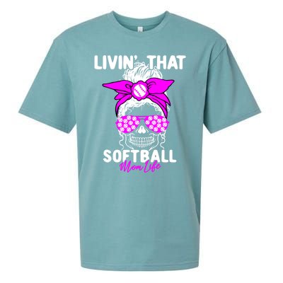 Livin That Softball Life Momlife Skull Cool Mom Sports Fan Gift Sueded Cloud Jersey T-Shirt