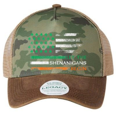 Let The Shenanigans Begin St Patrick Day Irish American Flag Legacy Tie Dye Trucker Hat