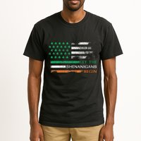 Let The Shenanigans Begin St Patrick Day Irish American Flag Tall T-Shirt